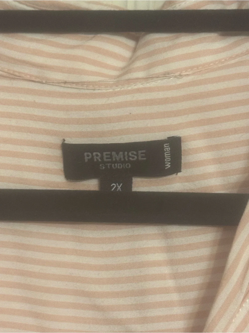 Light Pink & White Striped Button-Up Shirt Women’s - 2X
